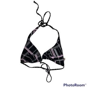 Hobie Pink & Black Plaid String Bikini Top